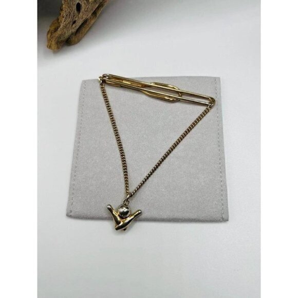 Vintage Other - Vintage Swank Tie Bar Chain with Bowling Charm 1950s